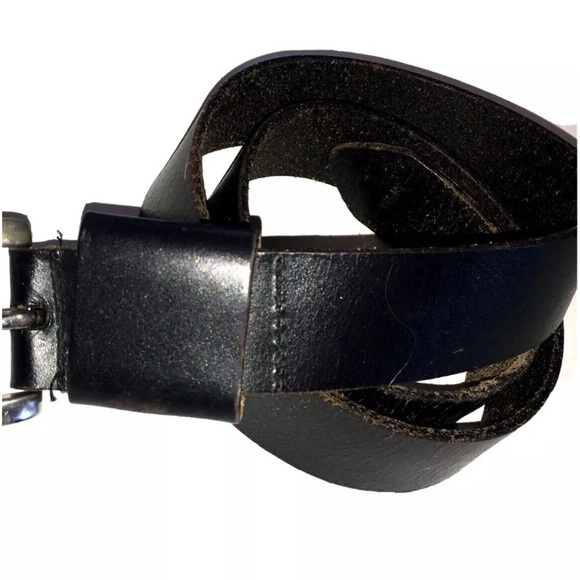 Leather Belt, Vintage Saddle Leather Unique Design Mens L - Picture 3 of 3